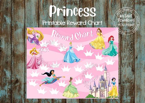 Printable Reward Chart Princess Reward Chart Princess Potty Chart