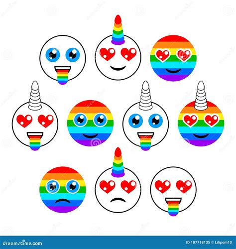 Unicorns Caracteres Emoticons O Emoji Sonrisas Sistema De Muestras