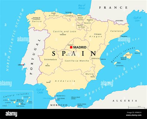 Spain Administrative Divisions Political Map Autonomous Communities