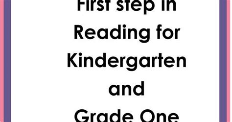 First Step In Reading In Kinder And Grade 1 Deped Lps