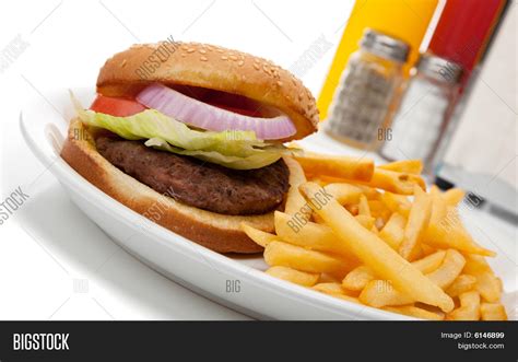 Hamburger Fries Image And Photo Free Trial Bigstock