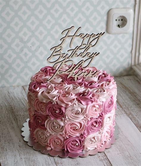 Pink Rose Buttercream Cake Buttercream Decorating Rosette Cake