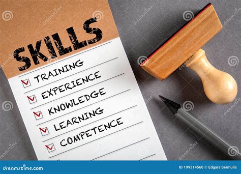 Skills Training Knowledge Learning And Competence Concept Stock