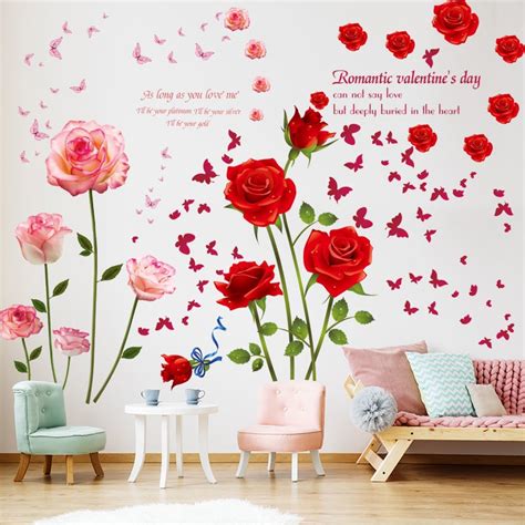 Wuxiang Red Flower Wall Decoration Sticker Shopee Malaysia