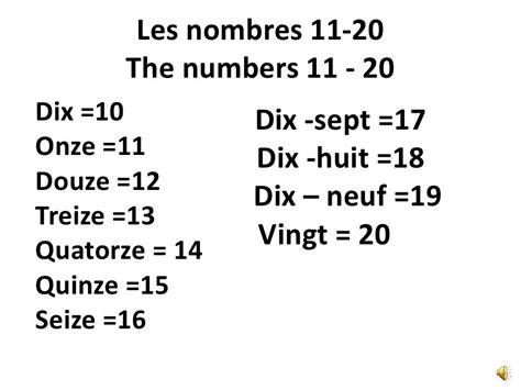 French Les Nombres 1 100 All
