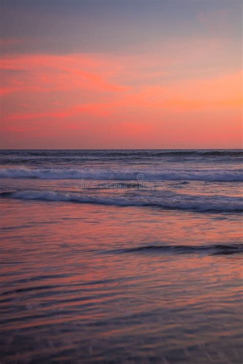 Pink Sunset On The Beach Seascape For Background Colorful Sky
