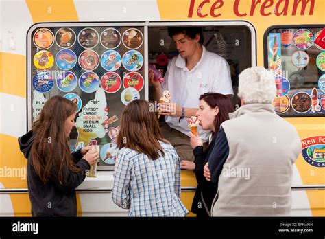 People Buying Ice Creams From A Van Stock Photo Royalty Free Image Alamy