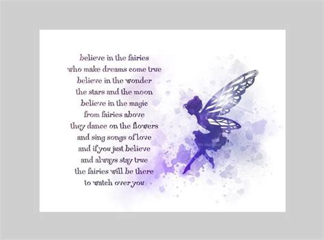 Believe In Fairies Poem Art Print Fairy Quote Nursery Etsy Fairy