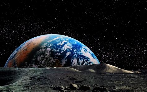 Earth Stars Moon Night 4k Digital Universe Artist Digital Art