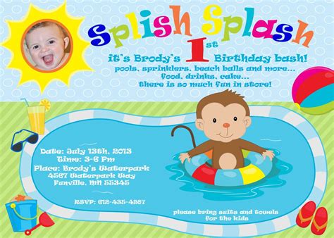 Splish Splash 1st Birthday Bash Happy Birthday Card