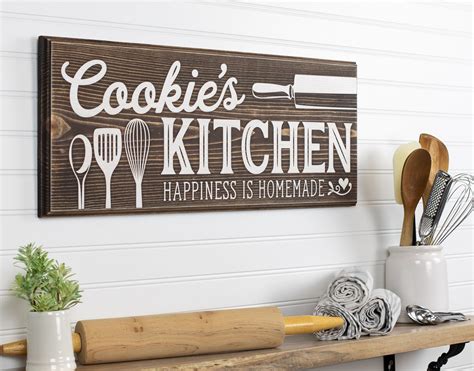 Personalized Kitchen Happiness Is Homemade Wood Sign Wall Art Etsy
