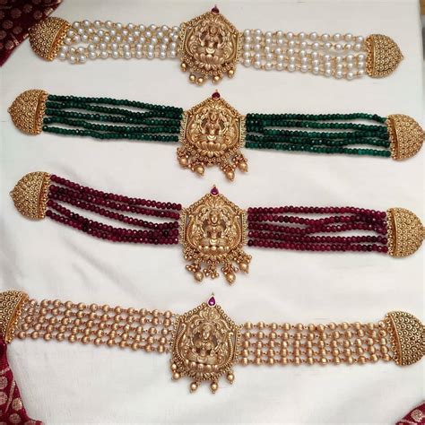 Indian gold choker designs are usually traditional and symbolize the rich cultural heritage of every indian region as different regions have different and unique designs. Beads Temple Choker Necklace Collection ~ South India Jewels