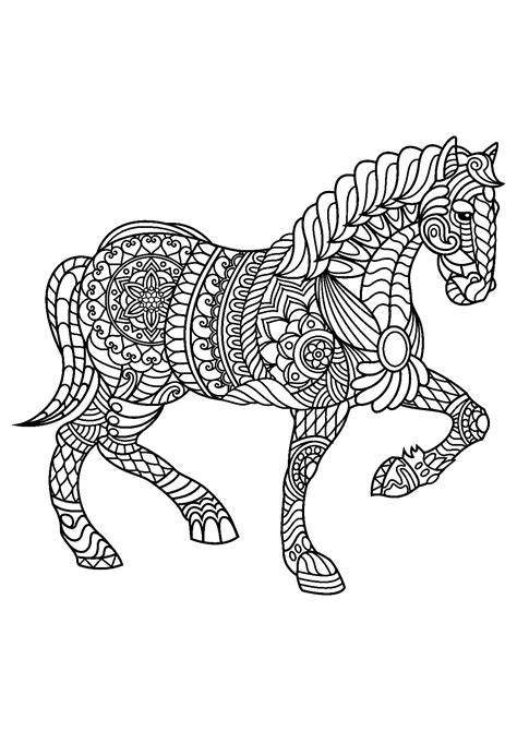 We draw animals for colouring almost daily. Horse free to color for children : trotting horse - Horses ...