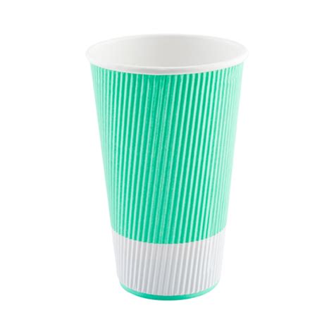 Restaurantware 20 Oz Light Green Paper Coffee Cup Ripple Wall 3 12