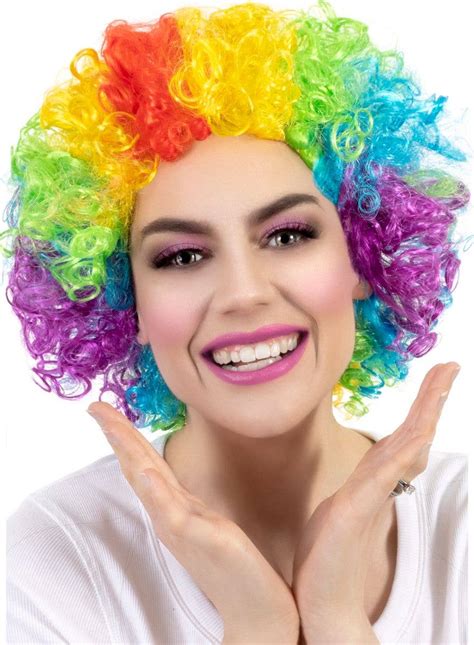 Curly Bright Rainbow Adults Afro Wig Adults Clown Afro Costume Wig