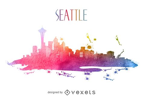 Seattle Skyline Watercolor