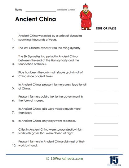Ancient China Worksheets 15
