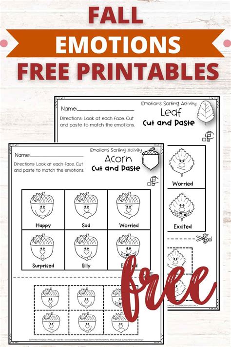 Free Fall Cut And Paste Worksheets Identifying Emotions Smart Cookie