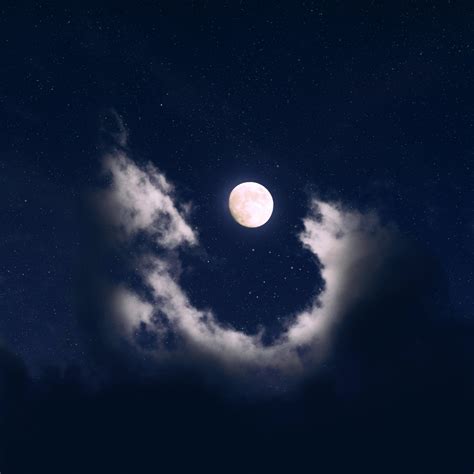 Full Moon Wallpaper 4k Clouds Night Starry Sky Nature 1106