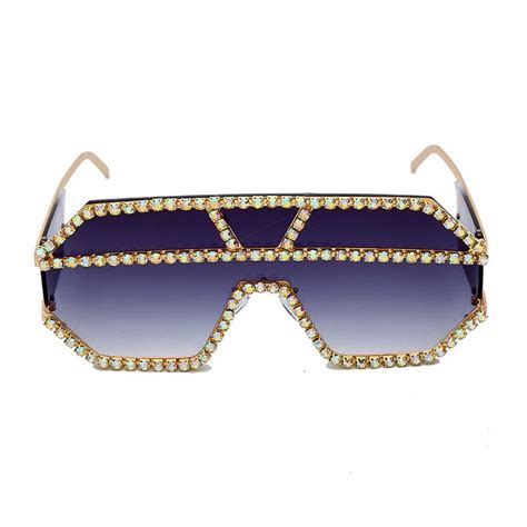 Fashion Oversized Rhinestone Sunglasses Size One Size Color Grey Colorful 16638 Sunglasses