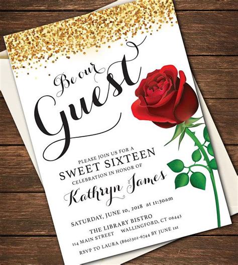Be Our Guest Invitation Be Our Guest Sweet Sixteen Be Our Etsy