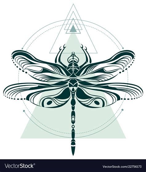 Dragonfly Geometric Art Composition Royalty Free Vector