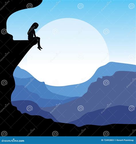 Sitting On A Cliff Vector Illustrations 72492803