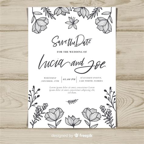 Free Vector Vintage Floral Wedding Card Template