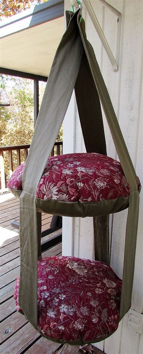 Cat Bed Burgundy Floral And Khaki Double Cat Bed Kitty Cloud Etsy Pet