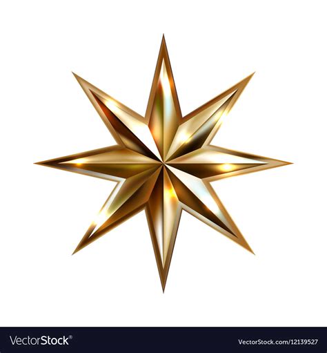 Hand Drawing Gold Star With Eight Rays Elegant Vector Image
