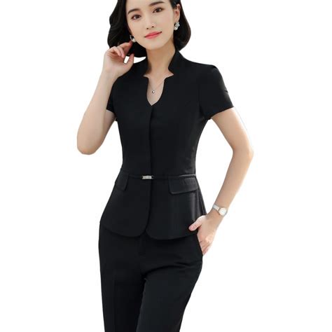 2018 Summer Two Piece Set Slim Female Business Suits Office Uniform