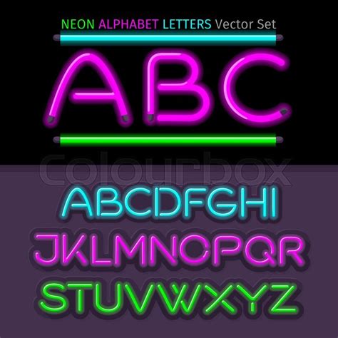 Neon Alphabet Font Style Flat Design Stock Vector Colourbox