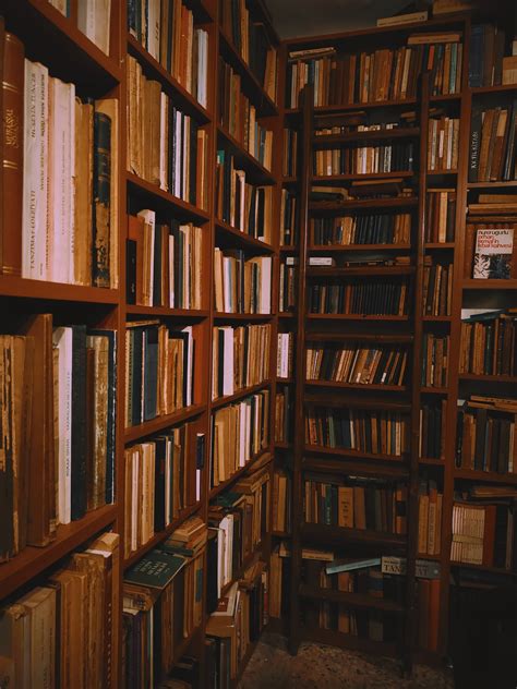 Books Stacked On Wooden Shelves In A Library Photo Free Moda Image On