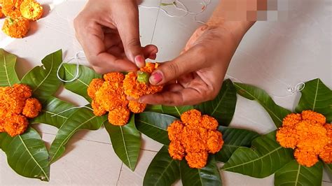 How To Make Mango Leaves And Marigold Flower Door Hanging At Home Diy