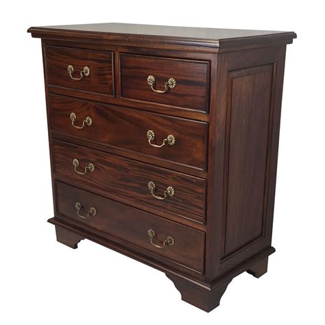 Solid Mahogany Wood Chest 5 Drawers Bedroom Furniture Antique