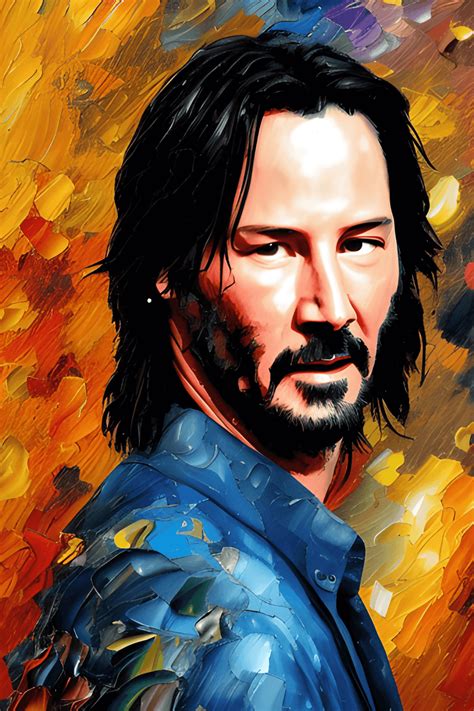 Oil Painting Of Keanu Reeves In The Style · Creative Fabrica