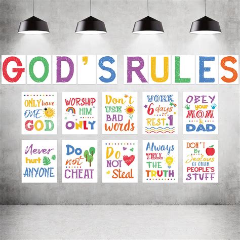 Buy 20 Pieces Ten Commandments Poster For Kids Christian Bible Verse