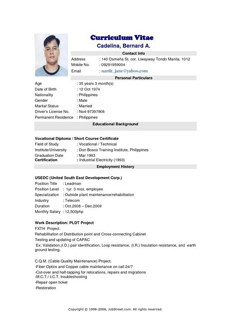 Resume Format Jobstreet Format Jobstreet Resume Resumeformat