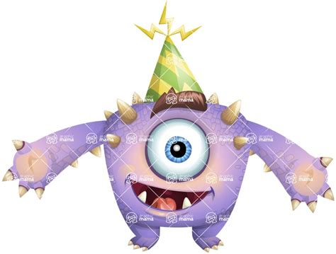 Cute Crazy Monster Cartoon Vector Character Party Hat Graphicmama