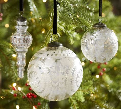 Etched Mercury Glass Ornaments Silver Christmas Ornaments Glass Ornaments Christmas Crafts
