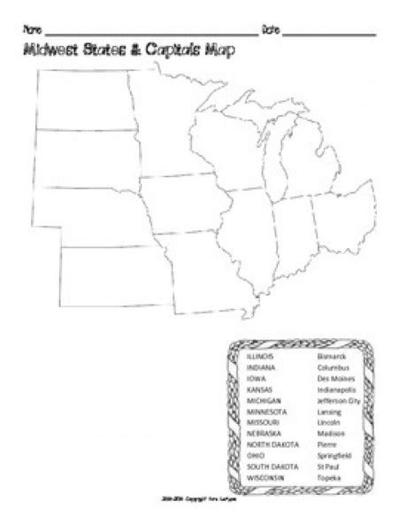 Midwest States And Capitals Map Blank 2022 Us Map Printable Blank