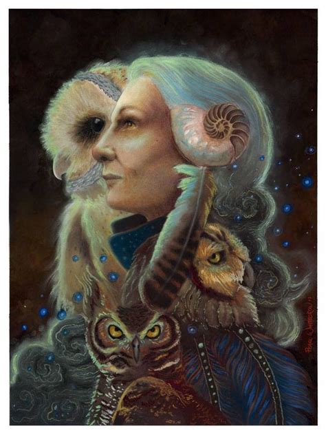 Crone Goddess Woman And Owls Colorful Spiritual Art Print Etsy