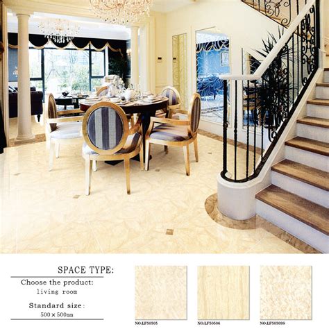 500x500mm Super Glossy Beige Ceramic Floor Tiles For Living Room