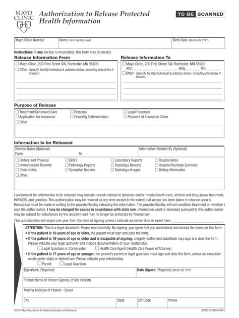 Mayo Clinic Medical Records Fax Number Form Fill Out And Sign