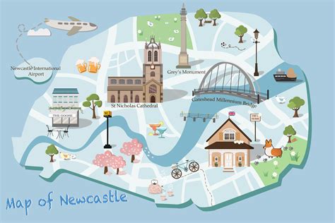 Citymap Of Newcastle Upon Tyne Gateshead Millennium Bridge Newcastle