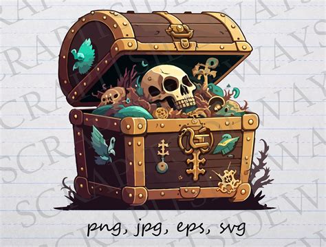 Pirate Treasure Chest Clipart Vector Graphic Svg Png  Eps Etsy