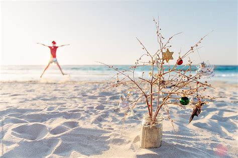 A Beach Christmas Tree At Sunset By Stocksy Contributor Angela