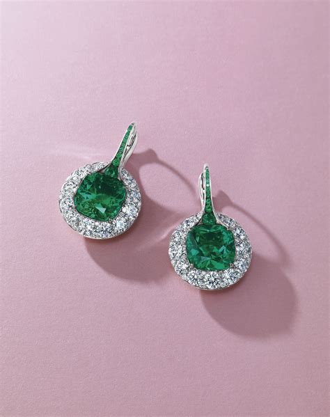 An Exquisite Forms Emerald And Diamond Earrings Emerald Diamond