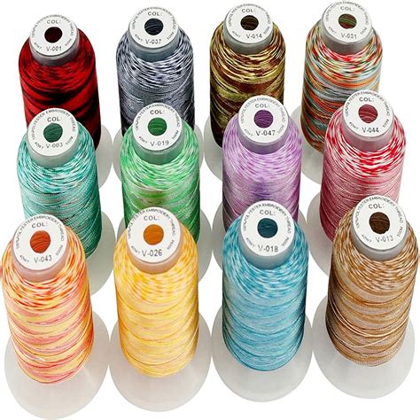 new brothread 12 colors variegated polyester embroidery machine thread kit 500m ebay