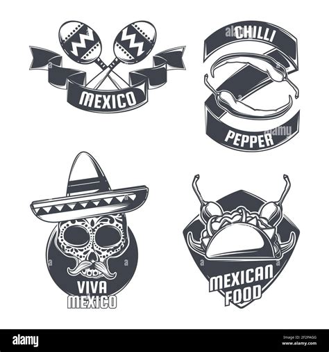 set of mexican emblems labels badges logos isolated on white stock vector image and art alamy
